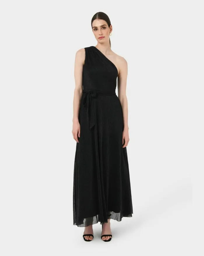 Forcast Avah One Shoulder Dress Black Women Maxi Dresses
