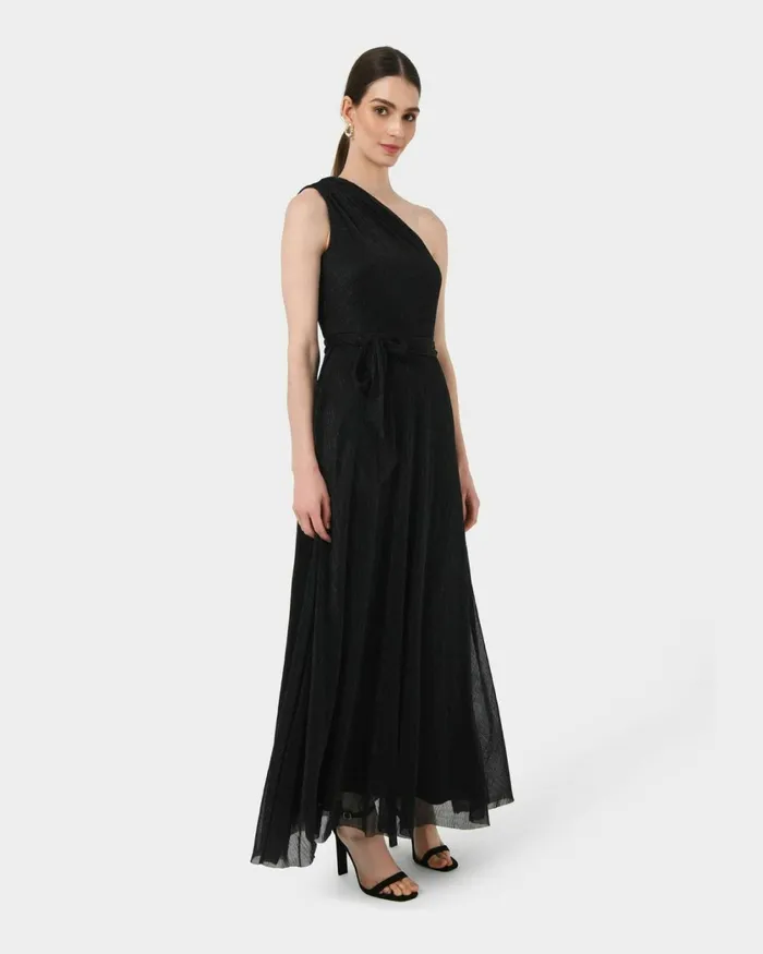 Forcast Avah One Shoulder Dress Black Women Maxi Dresses