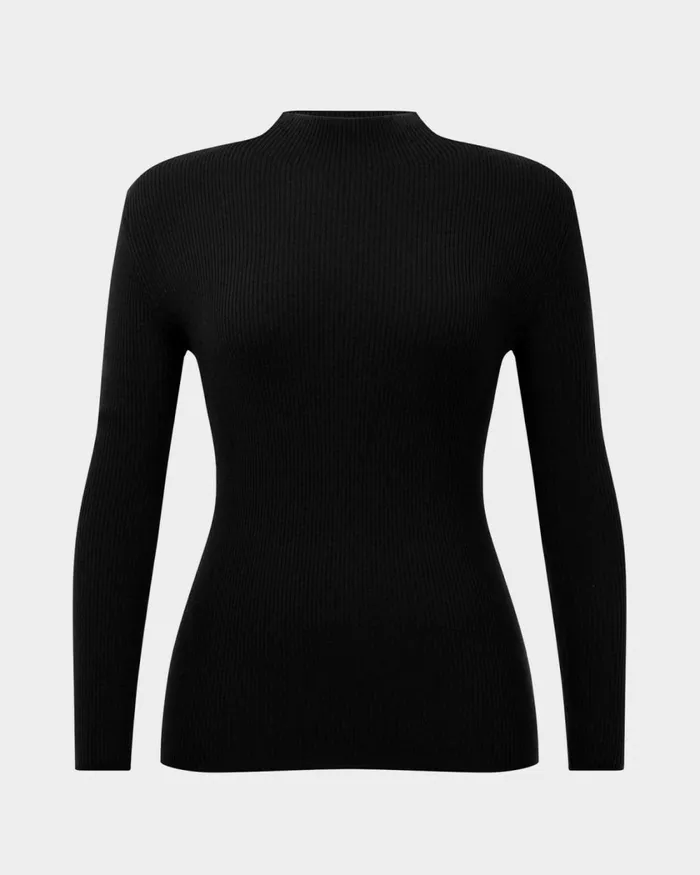 Forcast Avelyn Mock Neck Knit Wineoatmealblack Women TShirts and Tops