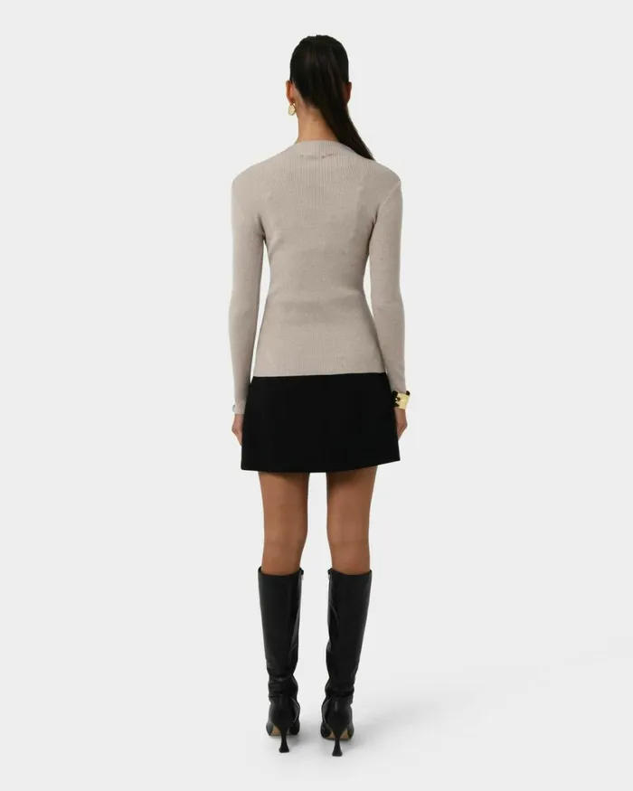 Forcast Avelyn Mock Neck Knit Wineoatmealblack Women TShirts and Tops