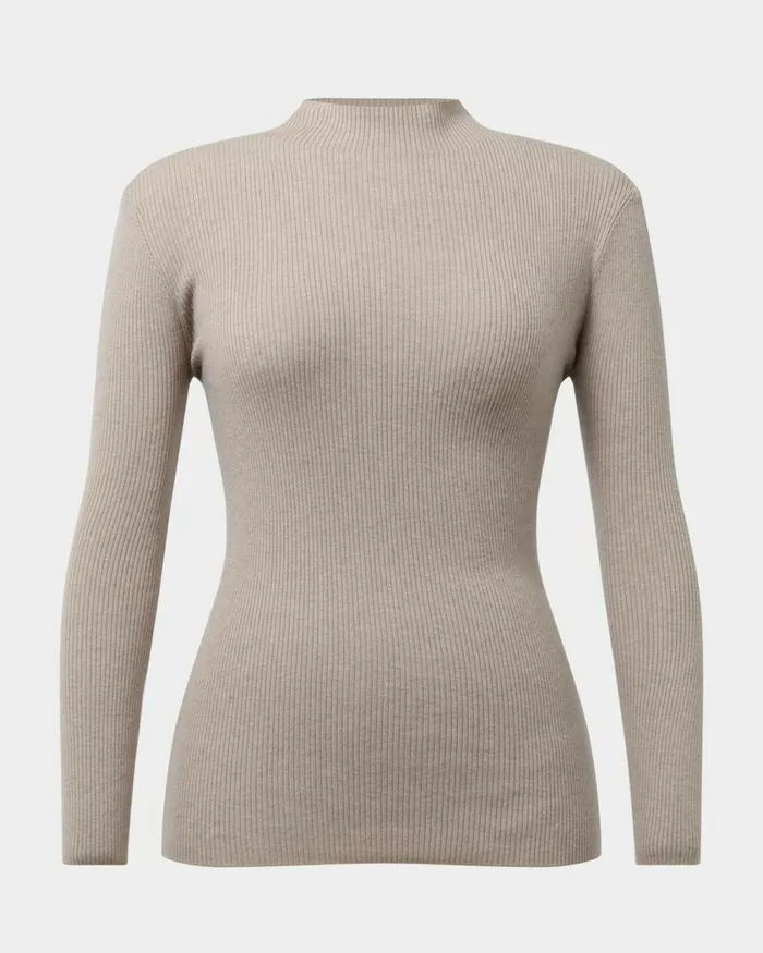 Forcast Avelyn Mock Neck Knit Wineoatmealblack Women TShirts and Tops