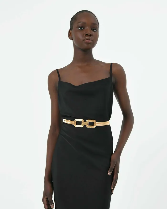 Forcast Averie 2 Stretch Metal Belt Metallic Women Belts