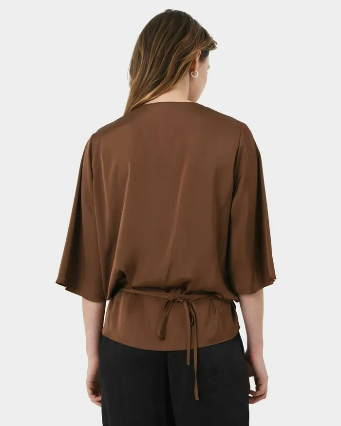 Forcast Aviya Vneck Wrap Blouse Chocolateblack Women TShirts and Tops