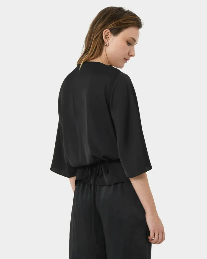 Forcast Aviya Vneck Wrap Blouse Chocolateblack Women TShirts and Tops
