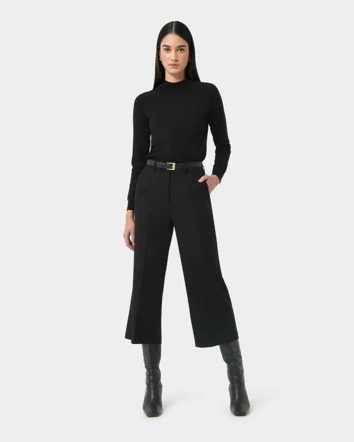 Forcast Ayreen High Waist Culotte Black Women Cropped Pants
