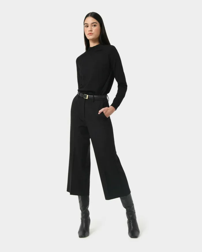 Forcast Ayreen High Waist Culotte Black Women Cropped Pants
