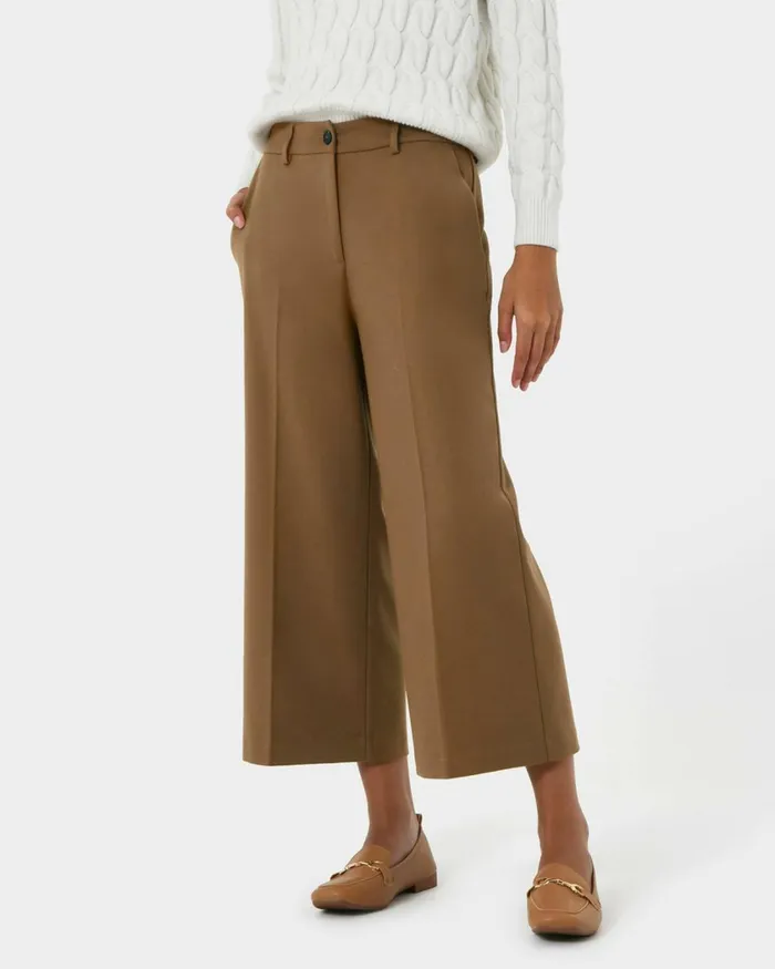 Forcast Ayreen High Waist Culotte Camel Women Cropped Pants