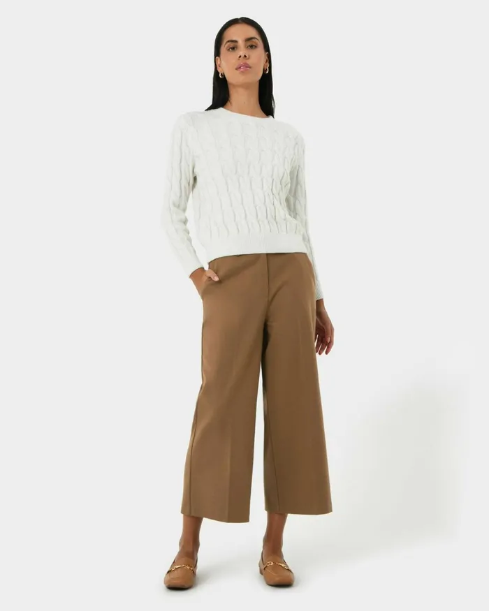 Forcast Ayreen High Waist Culotte Camel Women Cropped Pants
