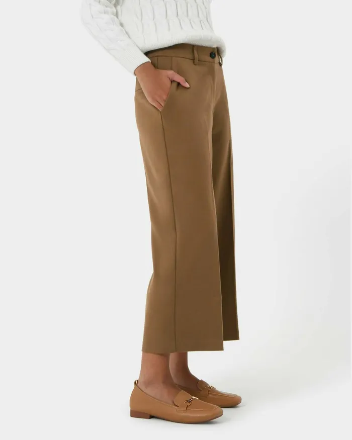 Forcast Ayreen High Waist Culotte Camel Women Cropped Pants