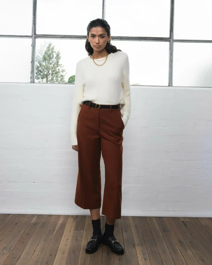Forcast Ayreen High Waist Culotte Rustic Brown Women Cropped Pants