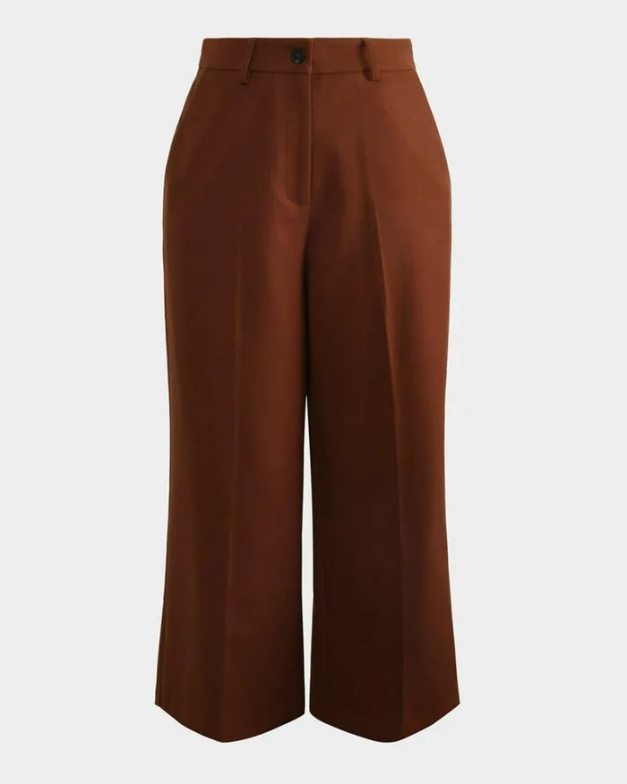 Forcast Ayreen High Waist Culotte Rustic Brown Women Cropped Pants