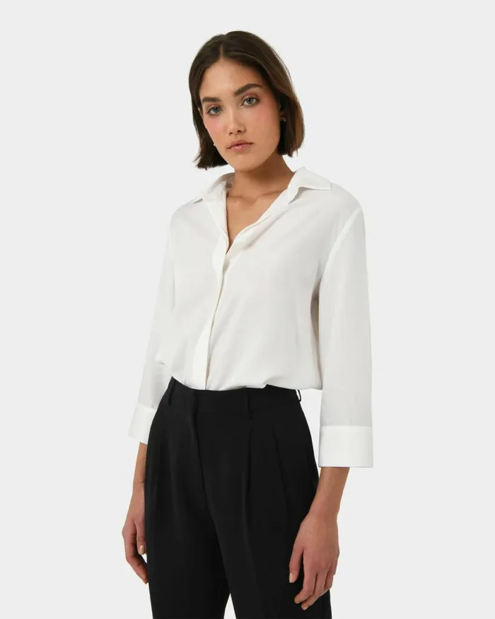 Forcast Bella 34 Sleeve Shirt Safari Beigeivory Women Long Sleeve Tops