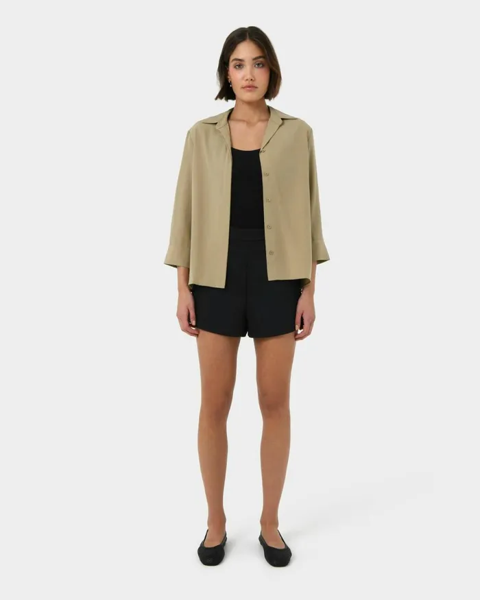 Forcast Bella 34 Sleeve Shirt Safari Beigeivory Women Long Sleeve Tops