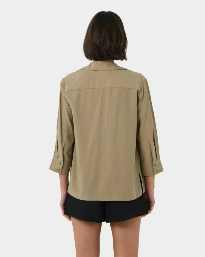Forcast Bella 34 Sleeve Shirt Safari Beigeivory Women Long Sleeve Tops
