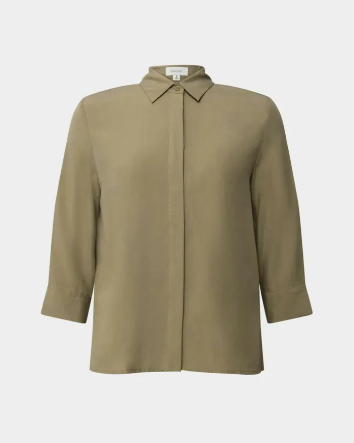 Forcast Bella 34 Sleeve Shirt Safari Beigeivory Women Long Sleeve Tops