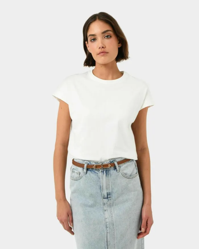 Forcast Bellarose Leather Belt Tanblack Women Belts