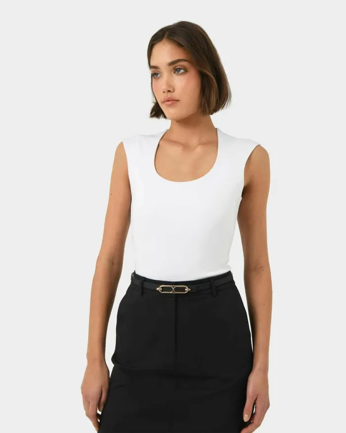 Forcast Bellarose Leather Belt Tanblack Women Belts
