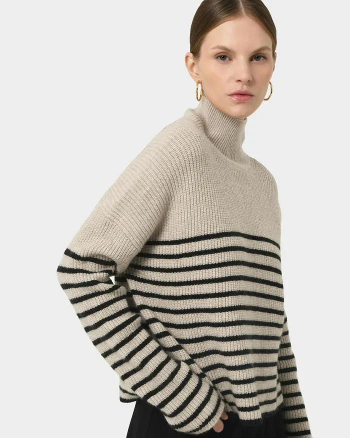 Forcast Bianka Chunky Marina Knit Oatmeal Women TShirts and Tops