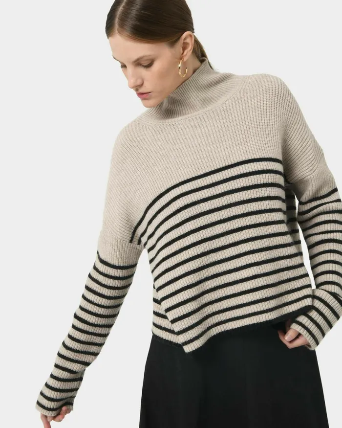 Forcast Bianka Chunky Marina Knit Oatmeal Women TShirts and Tops