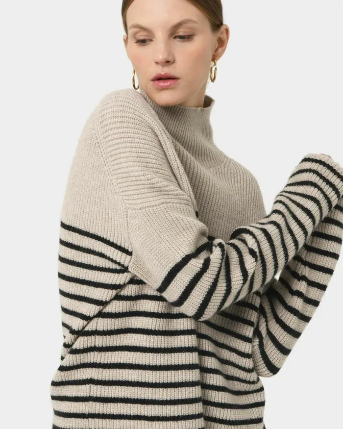 Forcast Bianka Chunky Marina Knit Oatmeal Women TShirts and Tops