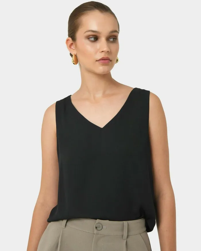 Forcast Blair Vneck Crop Top Pinkivoryblack Women TShirts and Tops