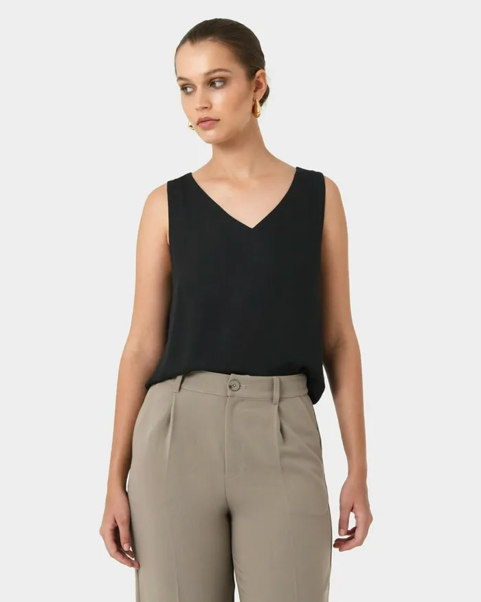 Forcast Blair Vneck Crop Top Pinkivoryblack Women TShirts and Tops