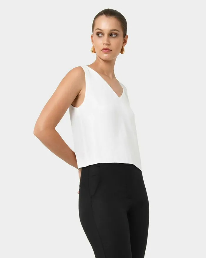 Forcast Blair Vneck Crop Top Pinkivoryblack Women TShirts and Tops