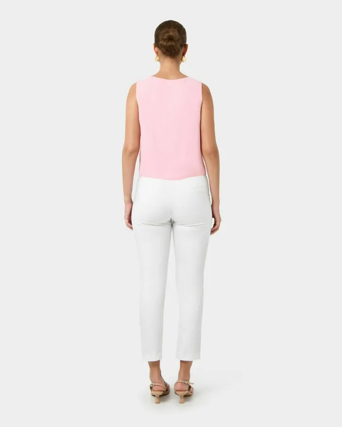 Forcast Blair Vneck Crop Top Pinkivoryblack Women TShirts and Tops