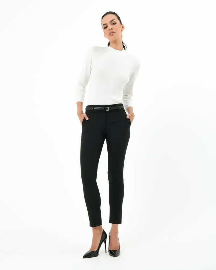 Forcast Bobbie Leather Belt Creamblack Women Belts