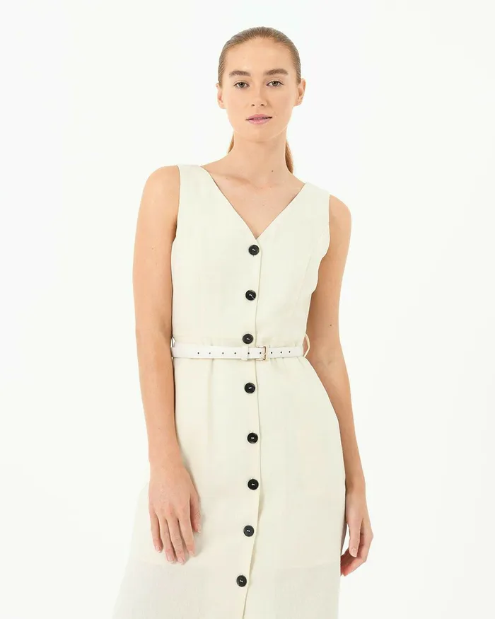 Forcast Bobbie Leather Belt Creamblack Women Belts