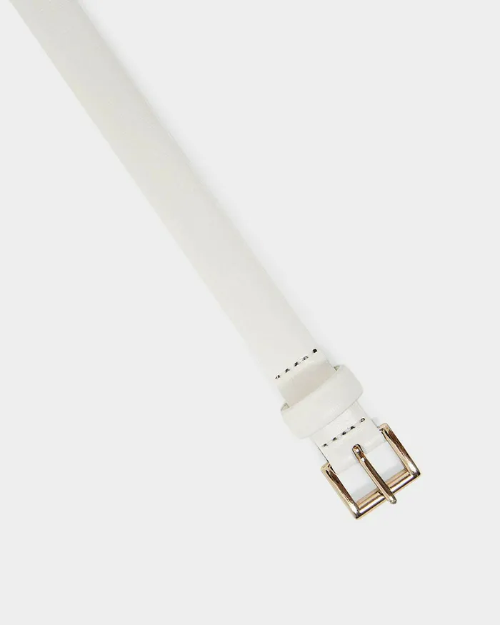 Forcast Bobbie Leather Belt Creamblack Women Belts