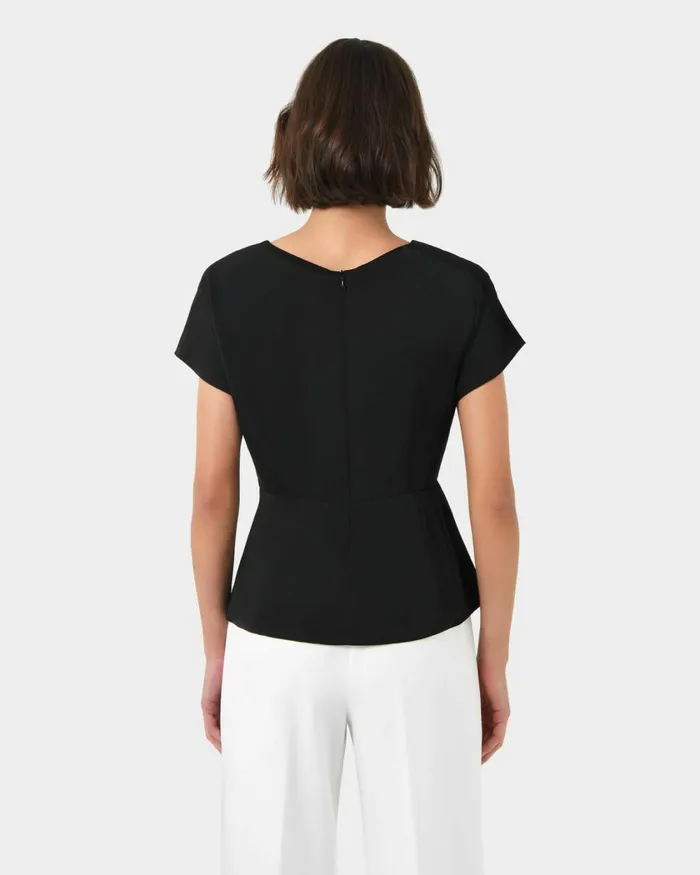 Forcast Bonnie Gathered Peplum Top Pastel Pinkredivoryblack Women TShirts and Tops