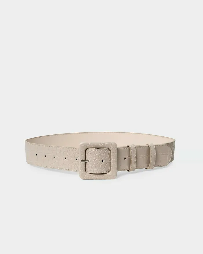 Forcast Bree Croc Covered Buckle Belt White Sandblack Women Belts