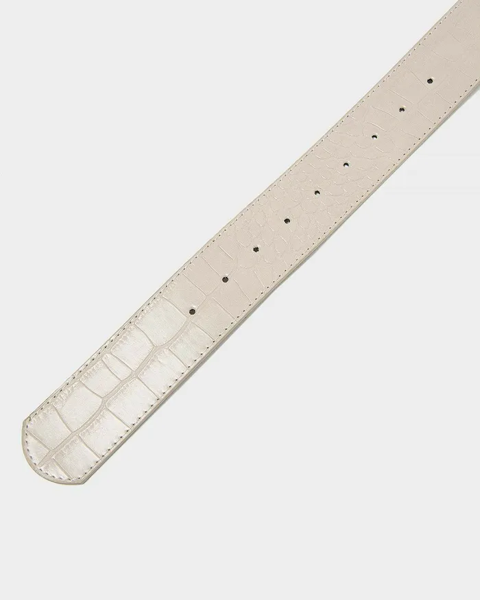 Forcast Bree Croc Covered Buckle Belt White Sandblack Women Belts
