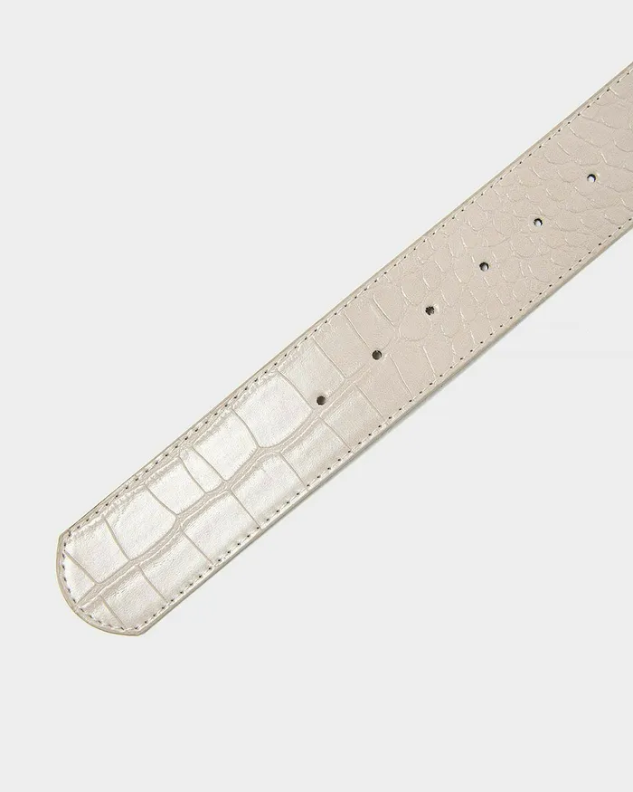 Forcast Bree Croc Covered Buckle Belt White Sandblack Women Belts