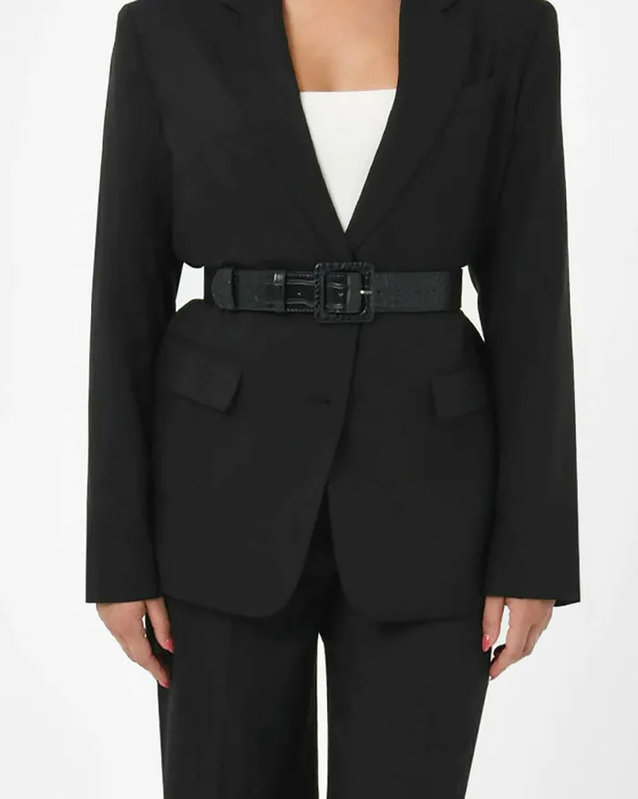Forcast Bree Croc Covered Buckle Belt White Sandblack Women Belts