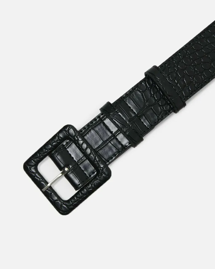 Forcast Bree Croc Covered Buckle Belt White Sandblack Women Belts