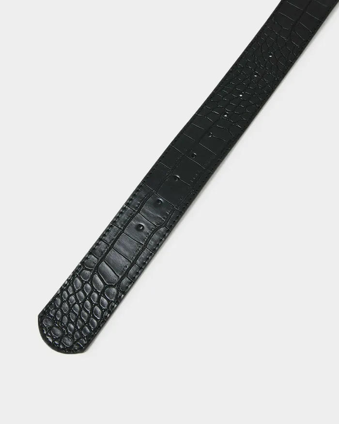 Forcast Bree Croc Covered Buckle Belt White Sandblack Women Belts