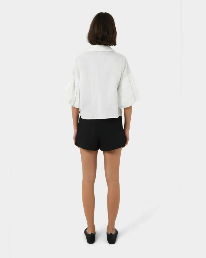 Forcast Cali Puff Sleeve Crop Shirt Pinkivory Women TShirts and Tops