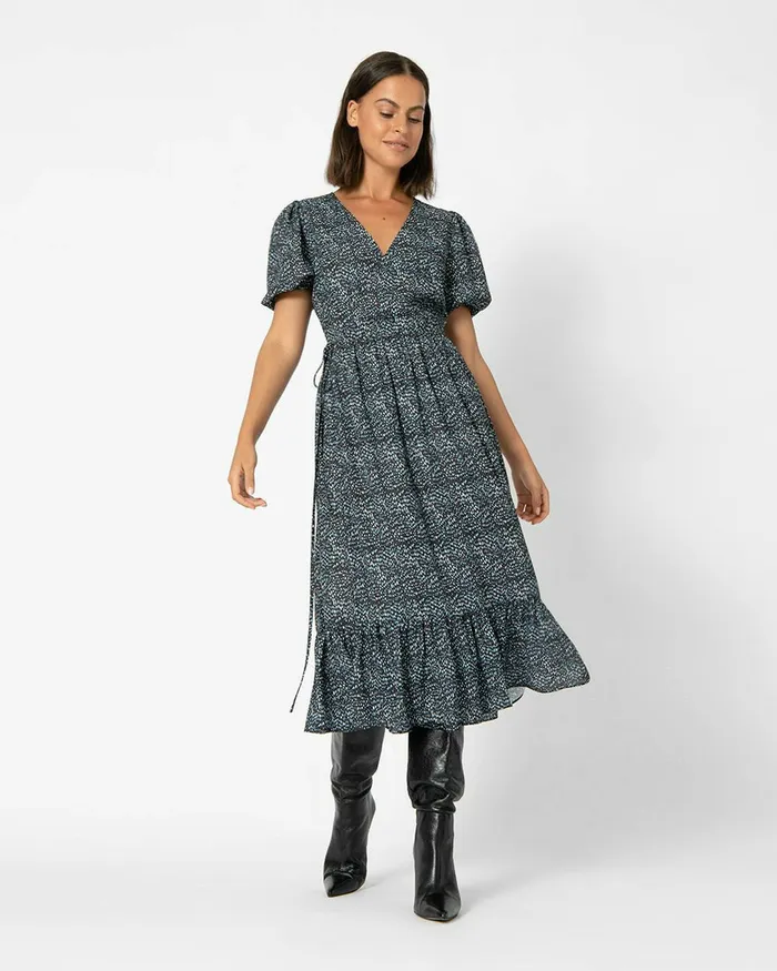 Forcast Candice Wrap Dress Multi Women Midi Dresses