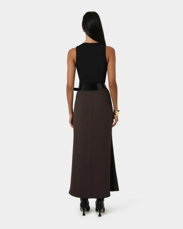 Forcast Caris Flared Maxi Skirt Chocolateblack Women Midi and Maxi Skirts