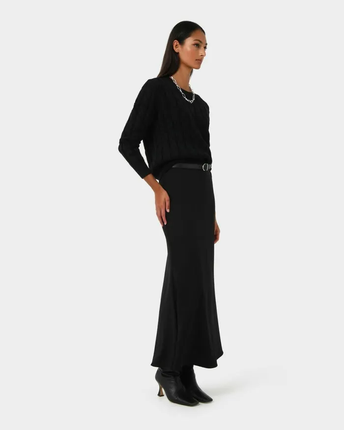 Forcast Caris Flared Maxi Skirt Chocolateblack Women Midi and Maxi Skirts