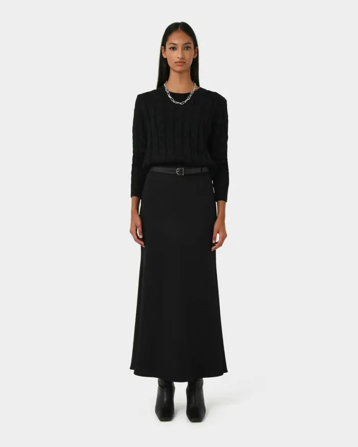 Forcast Caris Flared Maxi Skirt Chocolateblack Women Midi and Maxi Skirts