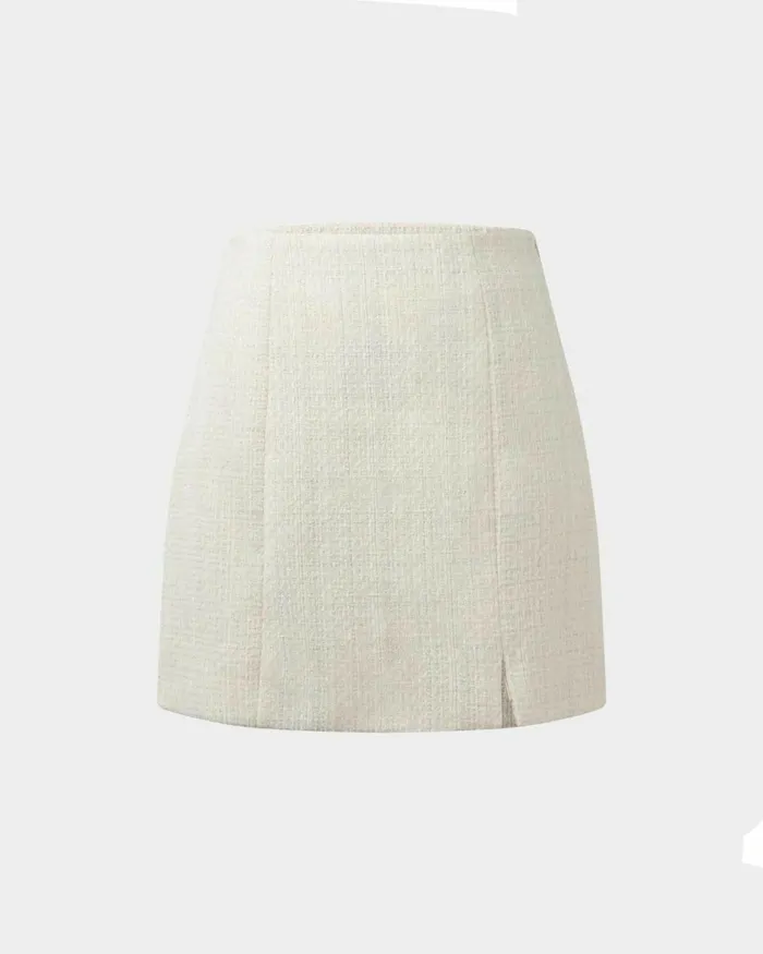 Forcast Carmen Tweed Aline Skirt Ivoryblack Women Mini Skirts