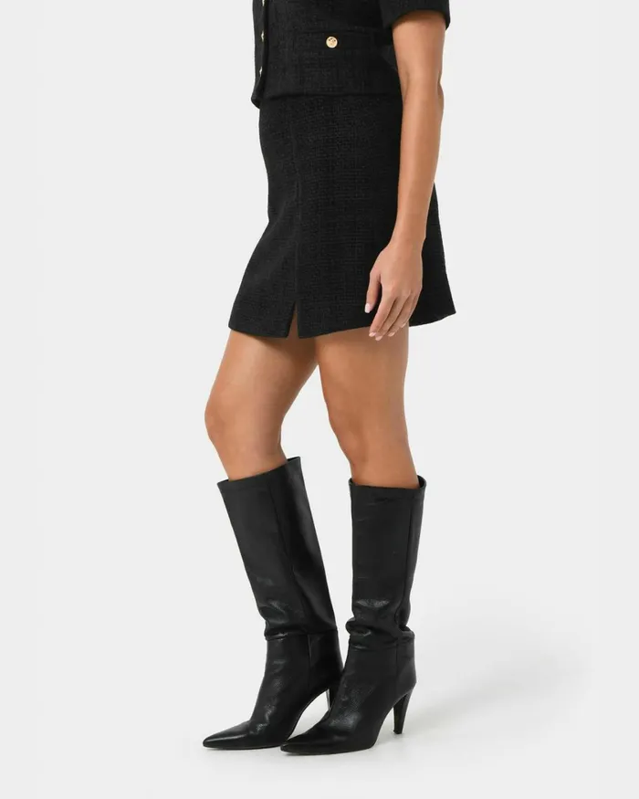 Forcast Carmen Tweed Aline Skirt Ivoryblack Women Mini Skirts