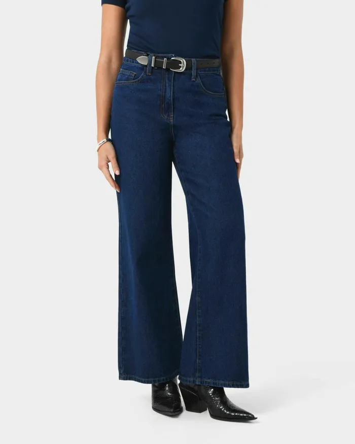 Forcast Carmen Wide Leg Jeans Indigo Blue Women HighWaisted Pants