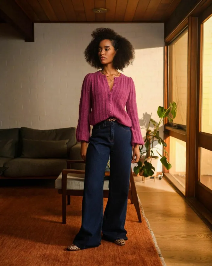 Forcast Carmen Wide Leg Jeans Indigo Blue Women HighWaisted Pants