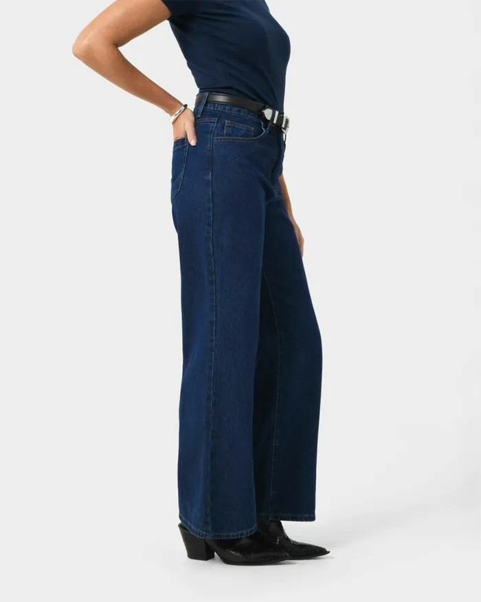 Forcast Carmen Wide Leg Jeans Indigo Blue Women HighWaisted Pants