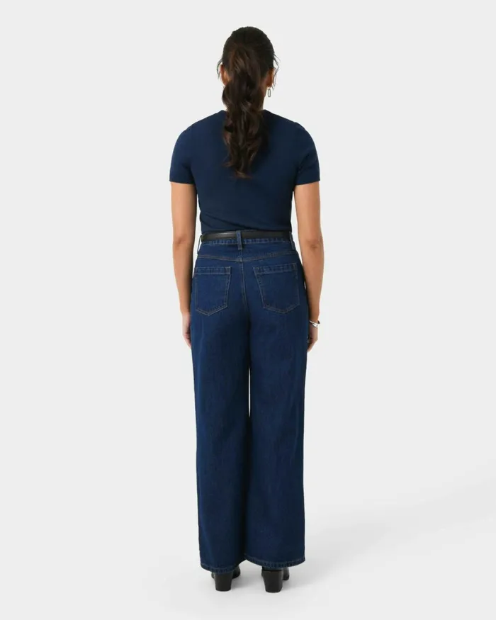 Forcast Carmen Wide Leg Jeans Indigo Blue Women HighWaisted Pants