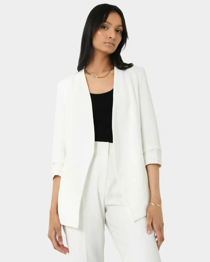 Forcast Carter 2 Collarless Blazer Sky Bluesepiaecruivoryblack Women Jackets and Blazers